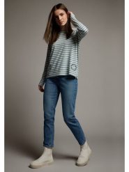 ELBSAND Koszulka "Tooske" w kolorze zielono-białym rozmiar: XL. Białe bluzki damskie ELBSAND, xl, bez wzorów, bez kołnierzyka, bez ramiączek. Za 150.02 zł.