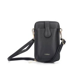 Rieker H1520-00 black, saszetka, listonoszka damska. Czarne nerki i saszetki damskie Rieker, bez wzorów, ze skóry ekologicznej. Za 139.93 zł.