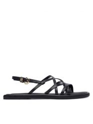 Tommy Hilfiger Sandały Flat Strappy FW0FW09220 Czarny. Czarne sandały damskie Tommy Hilfiger, bez wzorów, ze skóry, bez obcasa, na płaskiej podeszwie, bez zapięcia. Za 449.99 zł.