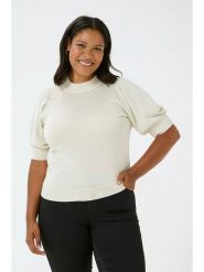 KAFFE curve Sweter w kolorze kremowym rozmiar: L. Brązowe swetry klasyczne damskie KAFFE curve, l, bez kołnierzyka. Za 61.02 zł.