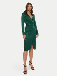 Guess Sukienka koktajlowa 4BGK16 7169A Zielony Regular Fit. Zielone sukienki damskie Guess, z aplikacjami, z wiskozy, wizytowe, bez ramiączek. Za 599.99 zł.