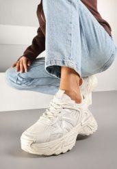 Beżowe Sneakersy w Streetwearowym Stylu na Podeszwie z Tłoczeniami Neodeoriel. Brązowe obuwie sportowe damskie Renee, bez zapięcia. Za 109.99 zł.