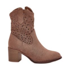 Ażurowe Botki Kowbojki Damskie Na Obcasie S.Barski HY51-125 Brązowe. Brązowe botki damskie na wiosnę, eleganckie, bez obcasa, na obcasie, bez zapięcia. Za 253.86 zł.