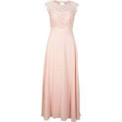 Długa sukienka wieczorowa z koronką. Niebieskie sukienki damskie bonprix, z aplikacjami, z koronki, eleganckie, bez ramiączek. Za 279.99 zł.