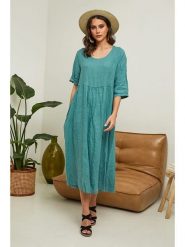 Joséfine Lniana sukienka "Gustav" w kolorze zielonym rozmiar: L. Zielone sukienki damskie Joséfine, bez wzorów, ze lnu, bez ramiączek. Za 195.99 zł.