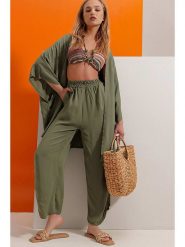 Trend Alacati 2-częściowy zestaw "Trend Alaçat Stili" w kolorze khaki rozmiar: onesize. Brązowe swetry klasyczne damskie Trend Alacati, z bawełny, bez kołnierzyka. Za 96.83 zł.