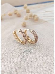 Atelier MIU Pozłacane kolczyki-kreole z cyrkoniami rozmiar: onesize. Żółte kolczyki damskie atelier MIU, z cyrkonią, pozłacane. Za 48.16 zł.