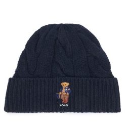 Czapka Polo Ralph Lauren. Niebieskie czapki damskie Polo Ralph Lauren, na zimę, bez wzorów. Za 419.99 zł.