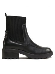 Tommy Hilfiger Botki FW0FW07227 Czarny. Czarne botki damskie Tommy Hilfiger, z materiału, bez obcasa, na płaskiej podeszwie, bez zapięcia. Za 449.99 zł.