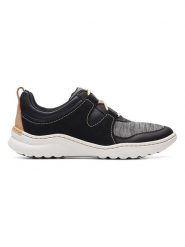 Clarks Skórzane sneakersy "Teagan Lace" w kolorze czarno-szarym rozmiar: 40. Czarne obuwie sportowe damskie Clarks, bez zapięcia. Za 175.67 zł.