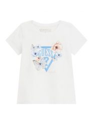 Guess T-Shirt K6RI21 K6YW4 Biały Regular Fit. Białe koszulki i t-shirty dziewczęce Guess, z aplikacjami, z bawełny, bez kołnierzyka, bez ramiączek. Za 89.99 zł.