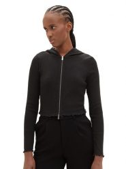 Tom Tailor Bluza w kolorze czarnym rozmiar: L. Czarne bluzy damskie Tom Tailor, l, bez wzorów, prążkowane, bez kaptura. Za 41.69 zł.