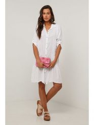 Le Monde du Lin Lniana sukienka w kolorze białym rozmiar: 36/38. Białe sukienki damskie Le Monde du Lin, bez wzorów, ze lnu, klasyczne, bez ramiączek. Za 171.28 zł.