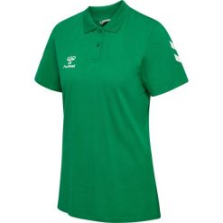 Damska koszulka polo Hummel Go 2.0 Chevron. Zielone koszulki damskie Hummel, bez wzorów, bez kołnierzyka, bez ramiączek. Za 178.00 zł.