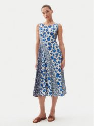 Weekend Max Mara Sukienka letnia Cubano 2515621062 Niebieski Relaxed Fit. Niebieskie sukienki damskie Weekend Max Mara, bez wzorów, z bawełny, bez ramiączek. Za 999.99 zł.
