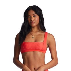 Góra od stroju kąpielowego Billabong Lined Up Tank. Czerwone bikini Billabong, bez wzorów. Za 109.99 zł.