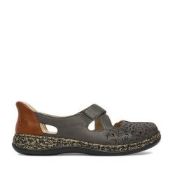 Półbuty Rieker. Niebieskie półbuty damskie Rieker, bez wzorów, bez obcasa, na płaskiej podeszwie, bez zapięcia. Za 359.99 zł.