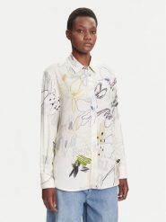Desigual Koszula Newsarty 25WWCW14 Biały Loose Fit. Białe koszule damskie Desigual, xl, bez wzorów, z wiskozy, bez kołnierzyka, bez ramiączek. Za 319.99 zł.