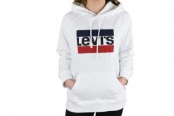 Biała Bluza z Kapturem Levi's. Białe bluzy damskie Levi's, s, bez wzorów, z bawełny, z kapturem. Za 345.35 zł.