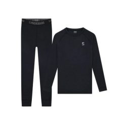 Koszulka z wełny merynosów termoutwardzalna – damska – koszula + legginsy. Czarne komplety bielizny POEDERBAAS, bez wzorów, z wełny. W wyprzedaży za 438.12 zł.