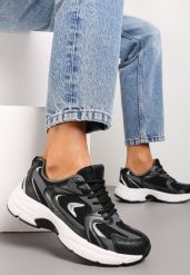 Czarne Sportowe Sneakersy z Imitacji Skóry z Ozdobnymi Paskami Vilirea. Czarne obuwie sportowe casual damskie Renee, ze skóry, bez zapięcia. Za 109.99 zł.