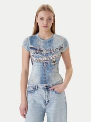 Guess T-Shirt W6RI52 KCCG0 Niebieski Regular Fit. Niebieskie t-shirty damskie Guess, xxl, z aplikacjami, z syntetyku, bez kołnierzyka. Za 199.99 zł.