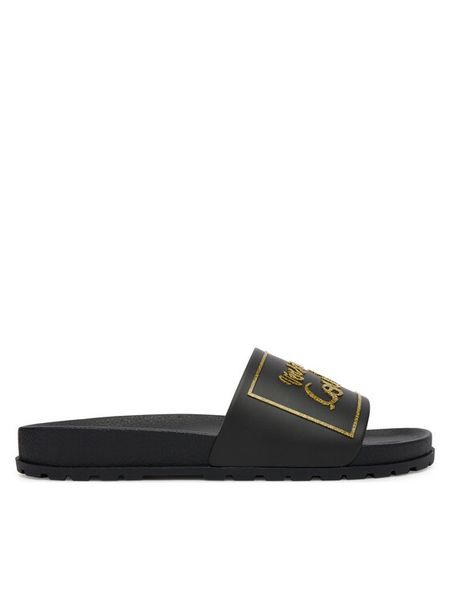 Versace Jeans Couture Klapki 80VA3SQ2 ZSS79 899 Czarny. Czarne klapki damskie Versace Jeans Couture, bez wzorów, z jeansu, bez obcasa, bez zapięcia. Za 216.99 zł.