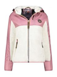 Geographical Norway Kurtka polarowa "Ulyssim" w kolorze jasnoróżowo-białym rozmiar: XXL. Białe kurtki damskie Geographical Norway, xxl, bez wzorów, z polaru, bez kaptura. Za 121.45 zł.