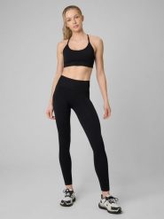 4F Legginsy treningowe bezszwowe damskie - czarne XS/S. Czarne legginsy damskie 4F, l, bez wzorów, ze skóry, z podwyższonym stanem, na fitness i siłownię. Za 119.99 zł.