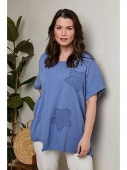 Curvy Lady Bluzka w kolorze niebieskim rozmiar: 48/50. Niebieskie bluzki damskie Curvy Lady, z aplikacjami, z bawełny, klasyczne, bez kołnierzyka, bez ramiączek. Za 79.40 zł.