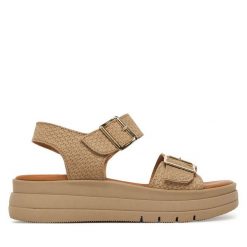 Sandały Tamaris. Brązowe sandały damskie Tamaris, bez wzorów, bez obcasa, na płaskiej podeszwie, bez zapięcia. Za 369.99 zł.