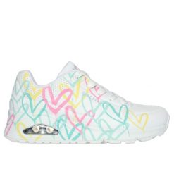 Sneakersy damskie Skechers JGoldcrown Uno-Highlight Love. Białe obuwie sportowe damskie Skechers, z materiału, bez zapięcia, tenisowe, Skechers Sport. Za 408.00 zł.