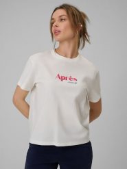 4F T-shirt boxy z nadrukiem damski - beżowy XS. Brązowe t-shirty damskie 4F, uniwersalny, bez wzorów, z jeansu, bez kołnierzyka. Za 59.99 zł.