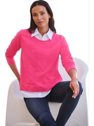 Heine Bluza w kolorze różowym rozmiar: 46. Różowe bluzy damskie Heine, bez wzorów, z bawełny, bez kaptura. Za 46.95 zł.
