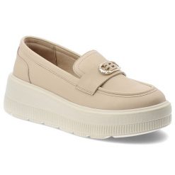 Półbuty damskie Vinceza, ze skóry naturalnej licowej ozdobna klamra wygodna platforma styl casual, beżowe, 39974. Brązowe półbuty damskie VINCEZA, z aplikacjami, z jeansu, bez obcasa, na platformie, bez zapięcia. Za 161.90 zł.