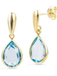 Revoni Złote kolczyki-wkrętki z topazami rozmiar: onesize. Niebieskie kolczyki damskie Revoni, z topazem, złote. Za 1,187.99 zł.