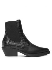 ONLY Botki 15304869 Czarny. Czarne botki damskie Only, ze skóry, bez obcasa, na słupku, bez zapięcia. Za 249.99 zł.