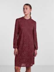 Pieces Sukienka codzienna 17139864 Bordowy Regular Fit. Czerwone sukienki damskie Pieces, bez wzorów, z syntetyku, bez ramiączek. Za 109.99 zł.