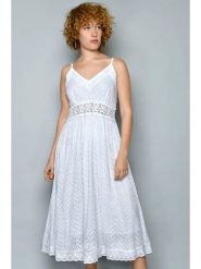 H.H.G. Sukienka w kolorze białym rozmiar: S. Białe sukienki damskie H.H.G., bez wzorów, z bawełny, bez ramiączek. Za 88.85 zł.