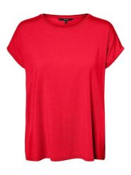 Vero Moda Koszulka w kolorze czerwonym rozmiar: S. Czerwone bluzki damskie Vero Moda, s, bez wzorów, z lyocellu, bez kołnierzyka, bez ramiączek. Za 57.33 zł.
