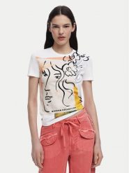 Desigual T-Shirt Collection 25SWTKAC Biały Regular Fit. Białe t-shirty damskie Desigual, l, bez wzorów, z bawełny, bez kołnierzyka. Za 129.99 zł.