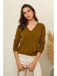Soft Cashmere Sweter w kolorze oliwkowym rozmiar: 36. Brązowe swetry klasyczne damskie Soft Cashmere, z kaszmiru, bez kołnierzyka. Za 386.53 zł.