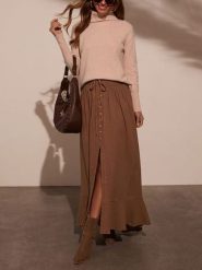 LA Angels Spódnica w kolorze jasnobrązowym rozmiar: XL. Brązowe spódnice damskie LA Angels, na co dzień, xl, bez wzorów, z bawełny, maxi. Za 165.99 zł.