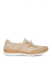 Rieker Sneakersy CEO-N42F1-60 Beżowy. Brązowe obuwie sportowe damskie Rieker, ze skóry, bez zapięcia. Za 369.99 zł.