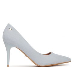 Szpilki DeeZee. Niebieskie szpilki damskie DeeZee, bez wzorów, bez obcasa, na szpilce, bez zapięcia. Za 139.99 zł.
