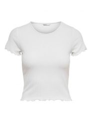 ONLY Koszulka "Emma" w kolorze białym rozmiar: XL. Białe bluzki damskie Only, xl, bez wzorów, bez kołnierzyka, bez ramiączek. Za 48.28 zł.