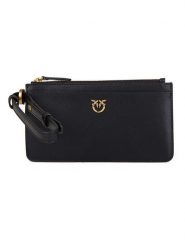 Pinko Skórzany portfel w kolorze czarnym - 13 x 8 cm rozmiar: onesize. Czarne portfele damskie Pinko, bez wzorów, z materiału. Za 461.21 zł.