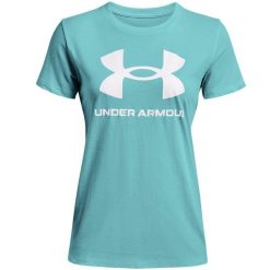 Koszulka fitness damska Under Armour Live Sportstyle Graphic Ssc. Czarne bluzki damskie Under Armour, m, bez wzorów, bez kołnierzyka, bez ramiączek. Za 90.99 zł.