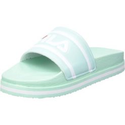Klapki damskie Fila Morro Bay Zeppa platforma. Zielone klapki damskie Fila, bez wzorów, bez obcasa, na platformie, bez zapięcia. Za 83.00 zł.