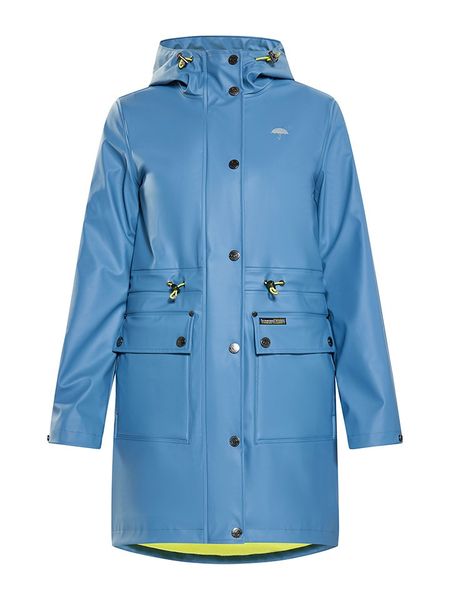 Schmuddelwedda Płaszcz przeciwdeszczowy w kolorze niebieskim rozmiar: M. Niebieskie płaszcze damskie Schmuddelwedda, m, bez wzorów, bez kaptura. Za 355.78 zł.